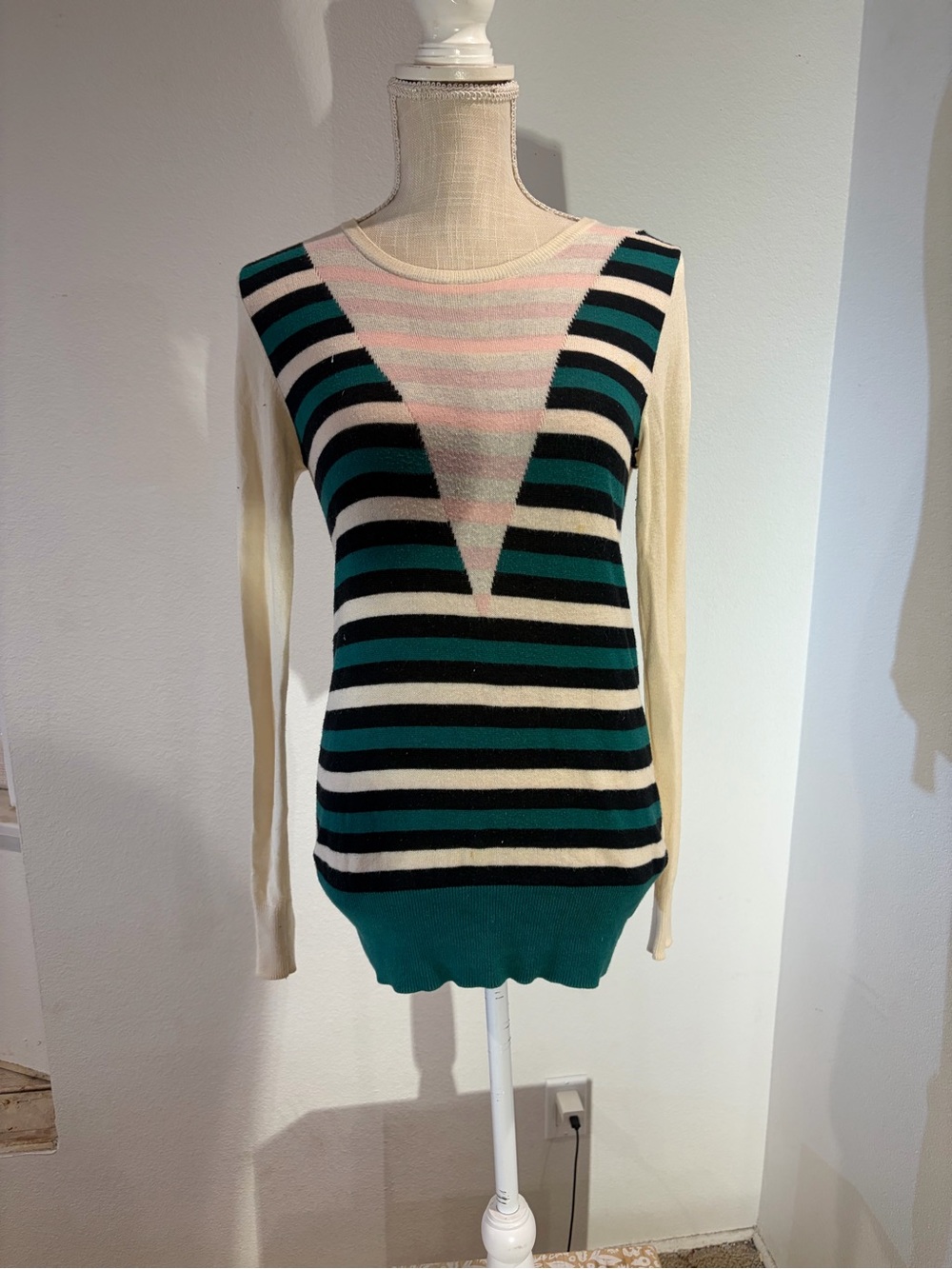 Striped Crewneck Sweater Teal & Black coincidence & chance urban outfitters